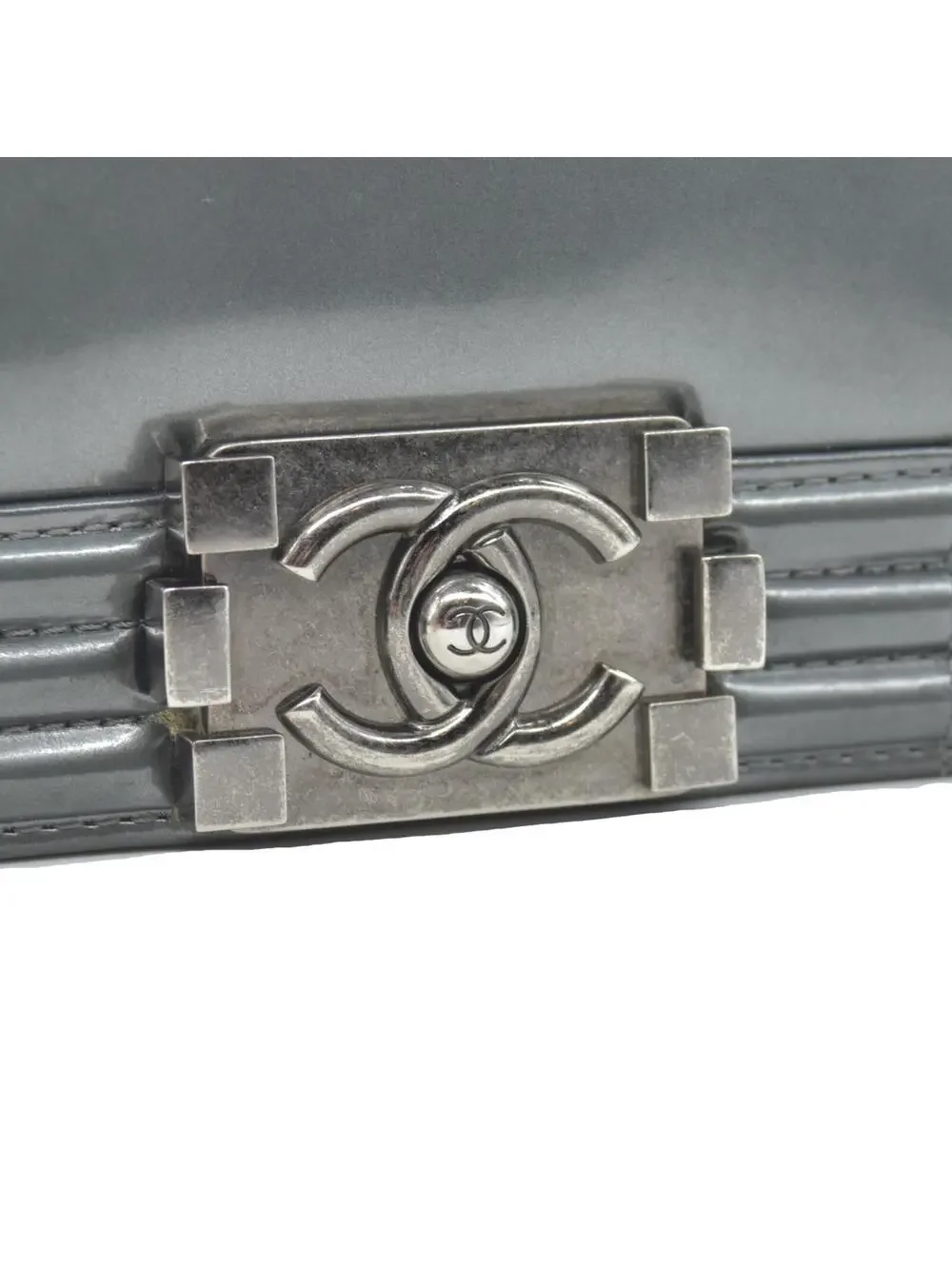 2012 Chanel Medium Boy Electric Patent Leather Logo CC Flap